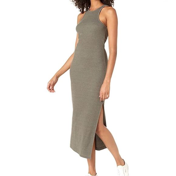 French Connection Dresses & Skirts - French Connection Rasha Ribbed Jersey Olive Green Midi Dress Size XS